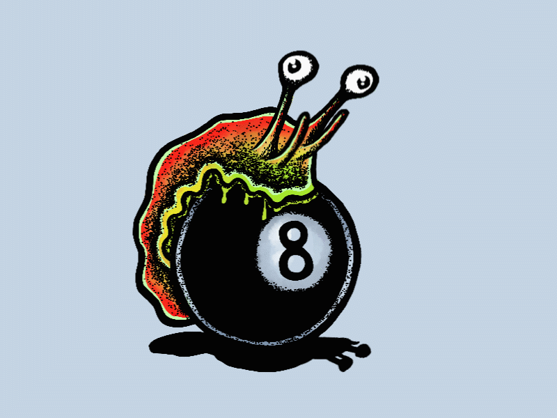 8 ball slugger 8ball animated animation colorful gif graphic illustration slime slug stipple