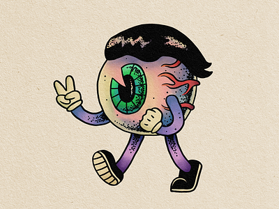 Peace eyeball character colorful eyeball gradients graphic illustration ink monster peace photoshop stipple