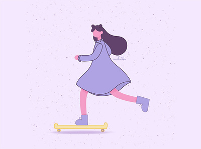 Floating away on a skate 2d art 2d design 2d illustration art design fun graphic design graphic illustration illustration pastel procreate skate boarding skateboarding skating