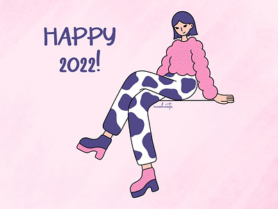 Happy 2022!!! 2d 2d art art blue colorful design digital art fashion fun girl graphic art graphic illustration happy new year illustration illustrator outfit people pink procreate