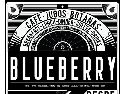 Blueberry black and white blueberry classical restaurant typography vintage