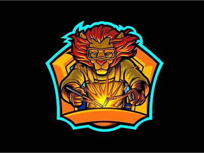 Lion Welding banner design gaming illustration logo material vector