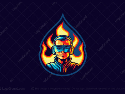 Boy Flames Character Logo design gaming illustration logo vector