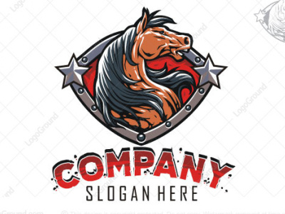 HORSE POWER branding character design gaming horses illustration logo shield stalion vector