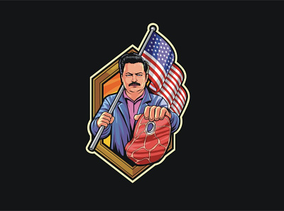 ron swanson 01 branding character design illustration logo sold out vector