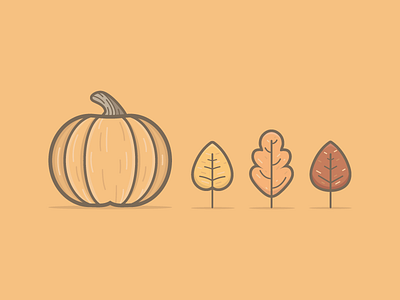 Autumn flat illustration leaves pumpkin thanksgiving vector