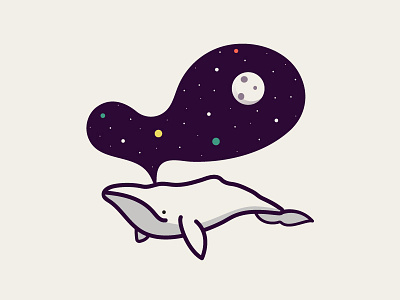 Simple Space Whale animal caseyillustrates orlando planet space whale