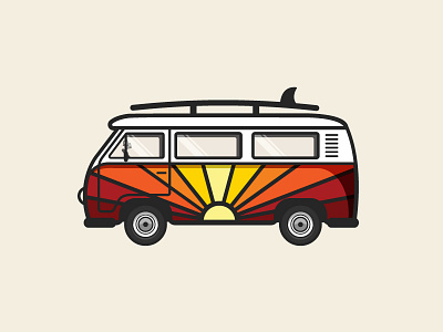 Sunset beach car sunset surf vw bus