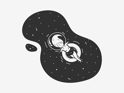 Tranquil | Inktober 2/31 black and white float inktober inktober2018 space swimming tranquil vectober
