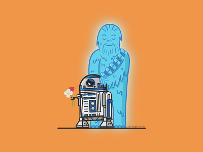 Luminous Beings Are We | Year Four caseyillustrates chewbacca chewie chewy illustration luke skywalker print r2d2 sad star wars vector yoda