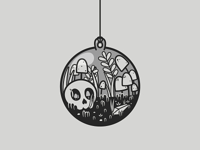 Ornament | Inktober 17/31 caseyillustrates christmas garden illustration inktober inktober2019 mushroom ornament print skull terrarium vector
