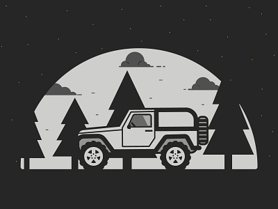 Ride | Inktober 28/31 camping caseyillustrates flat illustration inktober jeep orlando print ride vector woods