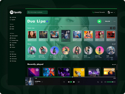 Spotify Redesign branding clean concept desgien graphic design modern music player spotify ui