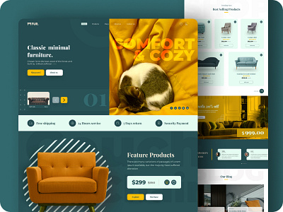 Furniture Landing Page Design branding furniture graphic design landing page minimal modern product simple typography ui ux web website