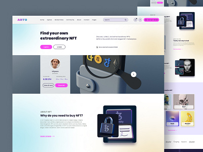 NFT WEBSITE 3d animation block chain branding clean concept crypto design. freelance graphic design job logo modern motion graphics nft onepage ui