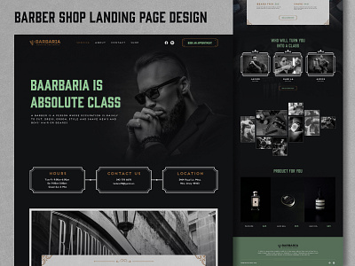 Barber Landing Page Design app branding clean concept design graphic design illustration landing page logo mobile ui ux vector web website