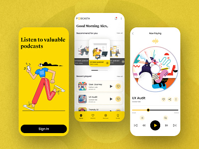 Podcast App Screen app branding clean concept design graphic design illustration logo mobile app music podcast screen ui ux vector