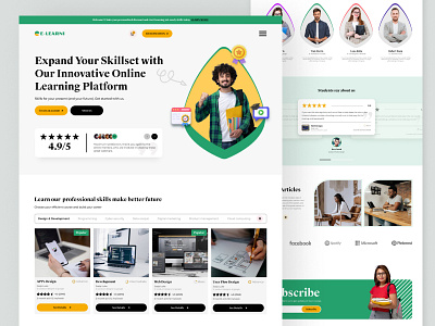 Online Learning landing page design branding clean concept design graphic design illustration landingpage learning logo online ui ux vector webdesign