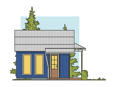 Illustration of a house for a business card house icon illustration lineart trees vector