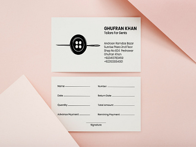 Business Card Design For Tailor Company