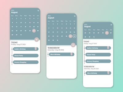 Calendar UI app appdesign appui calendar dailyui design ui ux