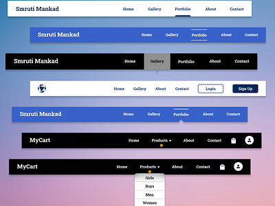 Header Navigation UI by Smruti Mankad on Dribbble