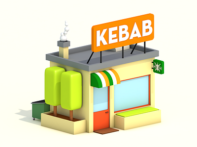 Kebab House ReWork cinema4d lowpoly modeling