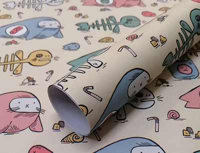 Robert The Seal Wrapping Paper design graphic design illustration pattern procreate