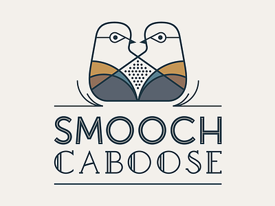 Smooch Caboose Logo art deco birds kissing logo smooch