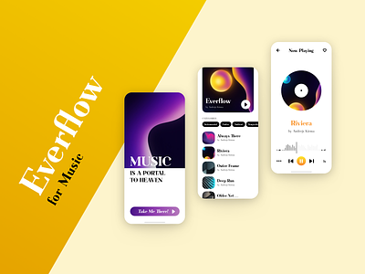 Everflow Music App UI Use app font geometric latvia mobile music riga typeface