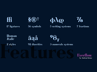 Everflow typeface features