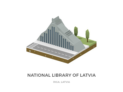 The National Library of Latvia blender icometric lowpoly