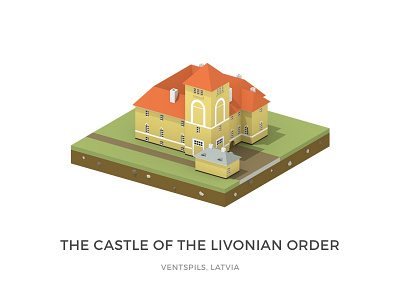 Ventspils Livonian Order Castle 3d 3dart blender castle design isometric lowpoly model modeling render ventspils