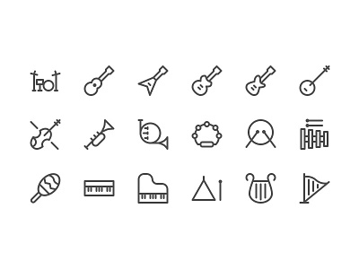 Music Instruments Icons band concert design drums guitar icon icons instruments music nounproject pictogram set