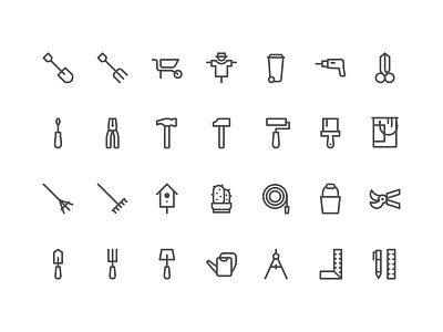 Garden and Tools diy garden hammer iconography icons iconset nounproject pictogram sketchapp tool vector