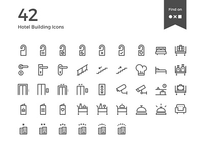 42 Hotel Building Icons food hotel icon iconography icons iconset nounproject pictogram sketchapp stairs travel vector