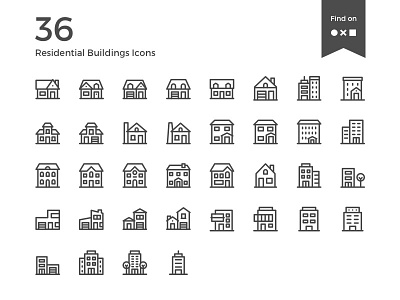 36 Buildings Icons architecture building house icon iconography icons iconset latvia nounproject pictogram riga sketchapp