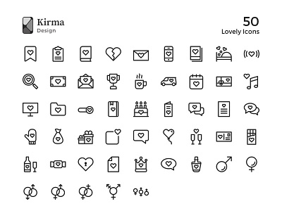 50 Lovely Icons heart icon iconography icons iconset latvia love nounproject pictogram riga romance sketchapp