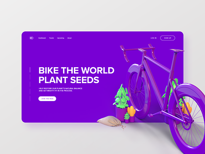 Bike the World - 3D Web Design Concept 3d 3d model bike clean design graphic design minimal ui ui design ux ux design web web design