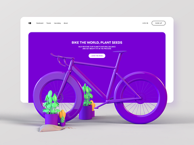 Bike the World - 3D Web Design Concept 2 3d 3d model bike clean design graphic design ui ui design ux ux design web web design