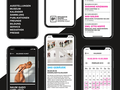 Berlinische Galerie App Concept app berlin berlinische galerie black bold calendar design helvetica museum museum of art typography ui ux white