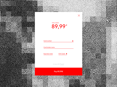 DailyUI #002 — Checkout bitmat checkout creditcard dailyui desktop minimal pay popup red screen uidesign uxdesign