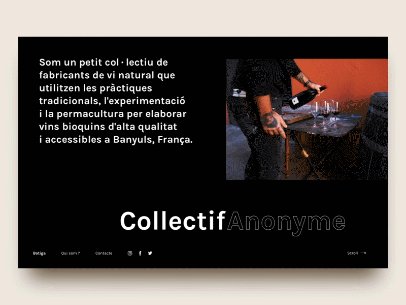 🍷+ 🤘= 🖤 anonymous brutalism collective dark desktop modular mondrianism punk ui website wine