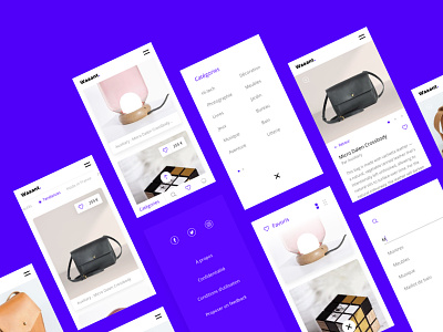 Waaant #2 : mobile app bold concept ecommerce eshop interface minimal mobile product ux workflow