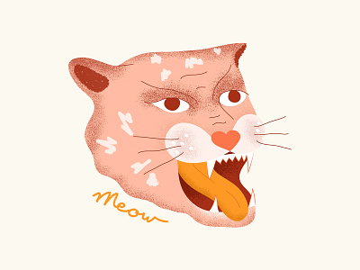 Meow 2d animation artwork cat character dailyui drawing illustration jaguar jungle meow pastel rawr shapes texture tiger travel type typogaphy vector
