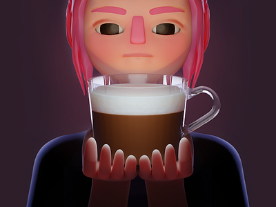 Morning drink 3d 3d art 3d modeling blender character coffee illustration