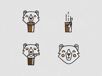 Bear love coffee bear character coffee cupping icon icons siberia vector