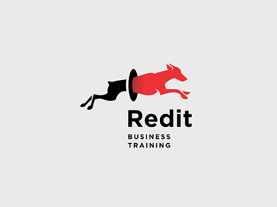 Redit doberman dog jump logo red