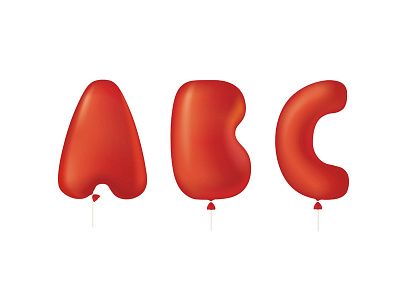 Balloon Alphabet a abc alphabet b baloon c font gradient letter red