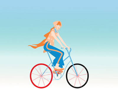 Girl on a bike bike design drawing figurativeart girlonabike illustration illustrator posterart vectorart